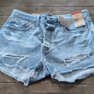 Levi's Light Blue Distressed Jean Shorts